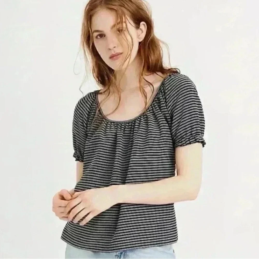NWOT Madewell Navy and White Striped Top